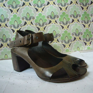 Marsell Italian Taupe Distressed  Ankle Strap Sandal - Size 39 Modern, Edgy